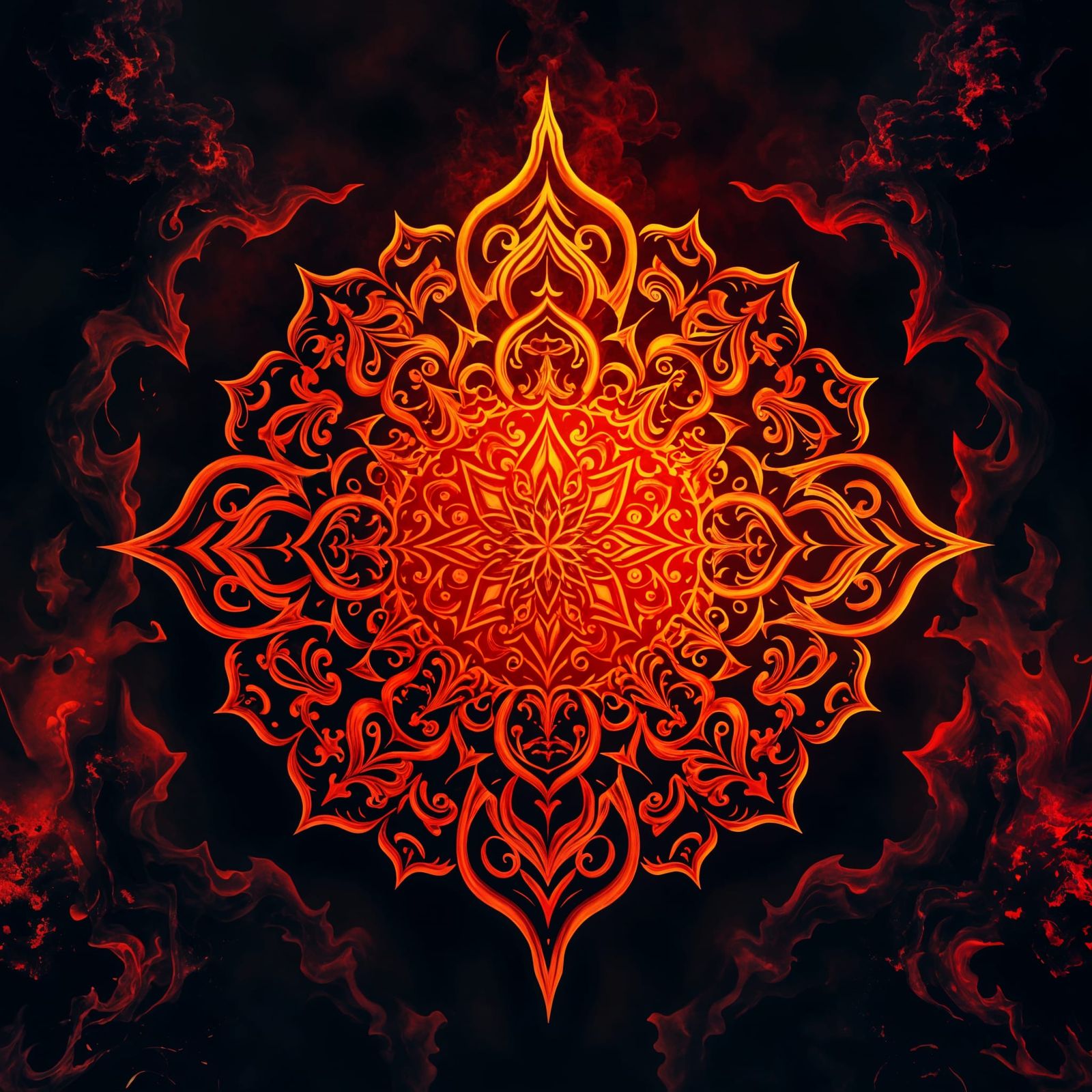 Vibrant, Detailed Mandala of Turmoil and Chaos