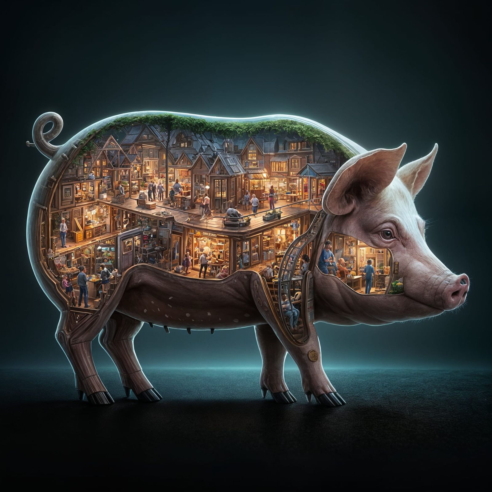 Life Inside a Pig: 3D Holographic Schematic