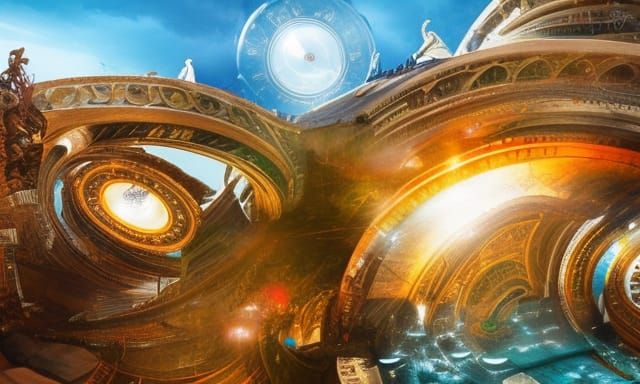 Epic Blue Time Travel Portal: Digital Matte Painting