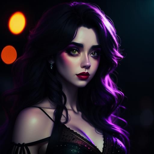 Hyperrealistic Portrait of Girl in Nightlife Setting