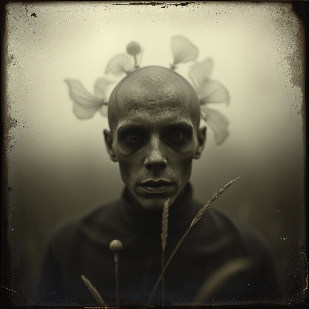 Eerie Cyborg Emerges from Mist in Photogravure Style