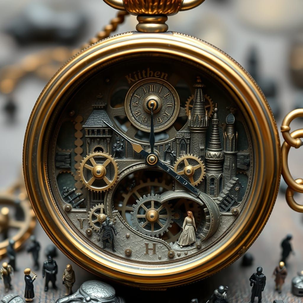 Miniature Steampunk Kingdom Inside a Pocket Watch