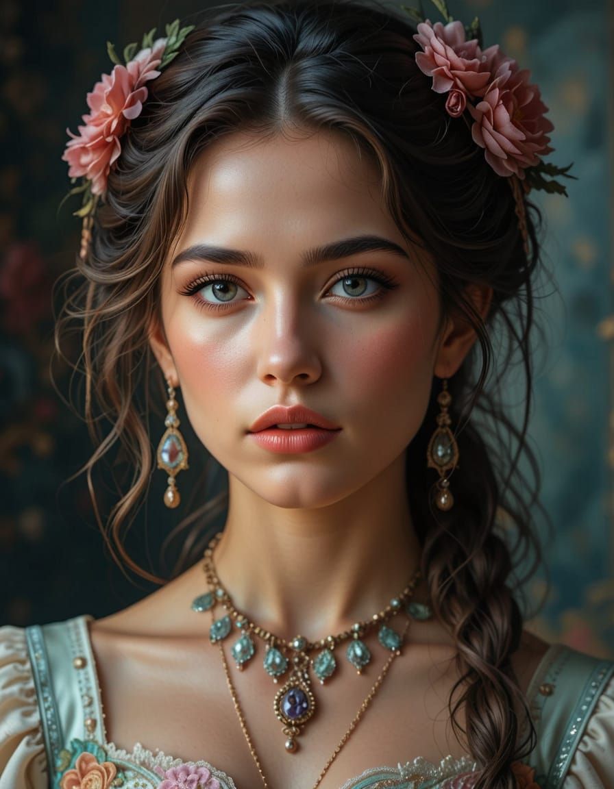 Renaissance Woman Portrait with Soft Lighting