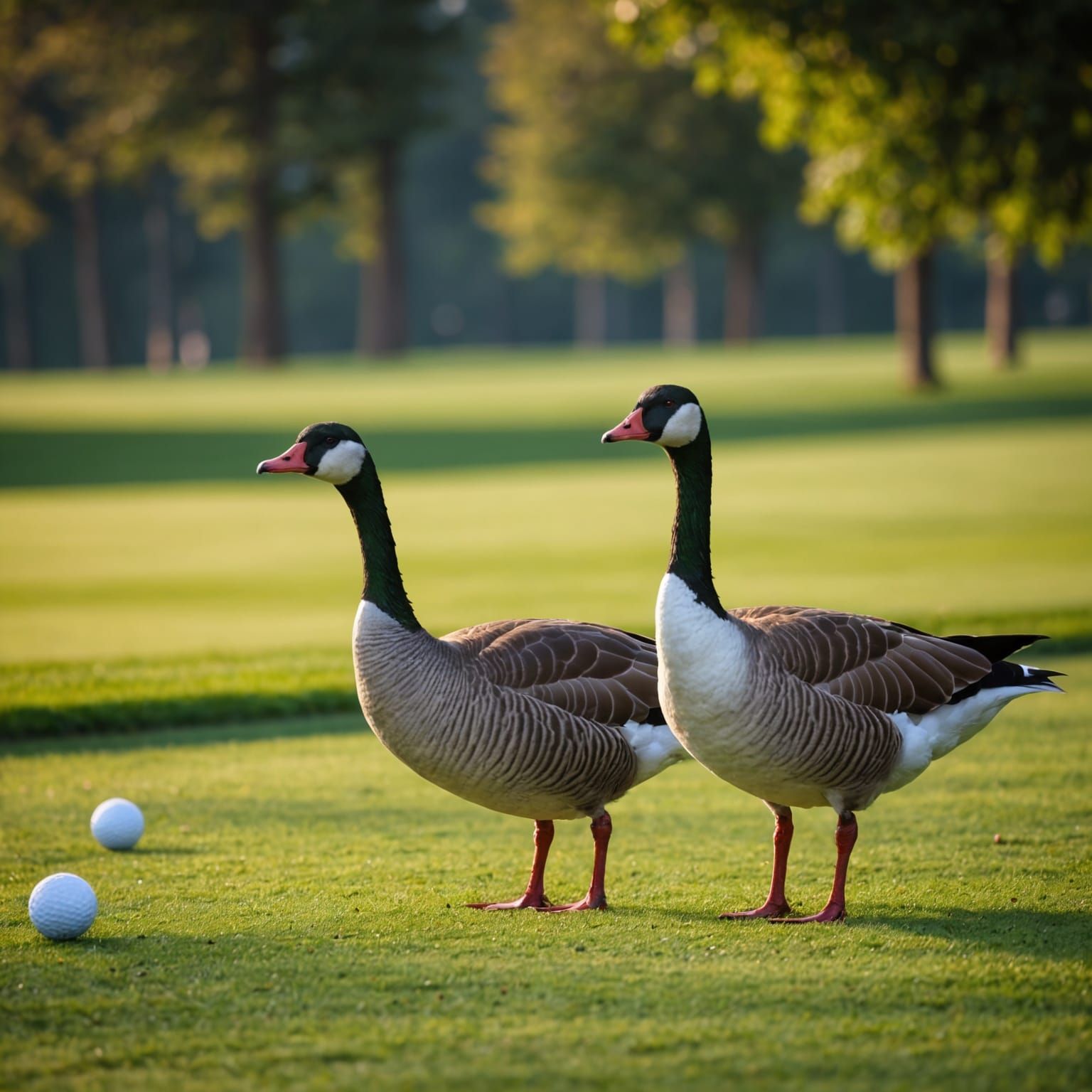Geese Golfing: Professional Photography with Bokeh