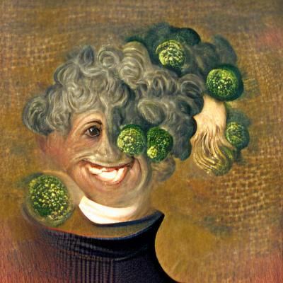 Humorous Portrait of a Man with Broccoli Hair