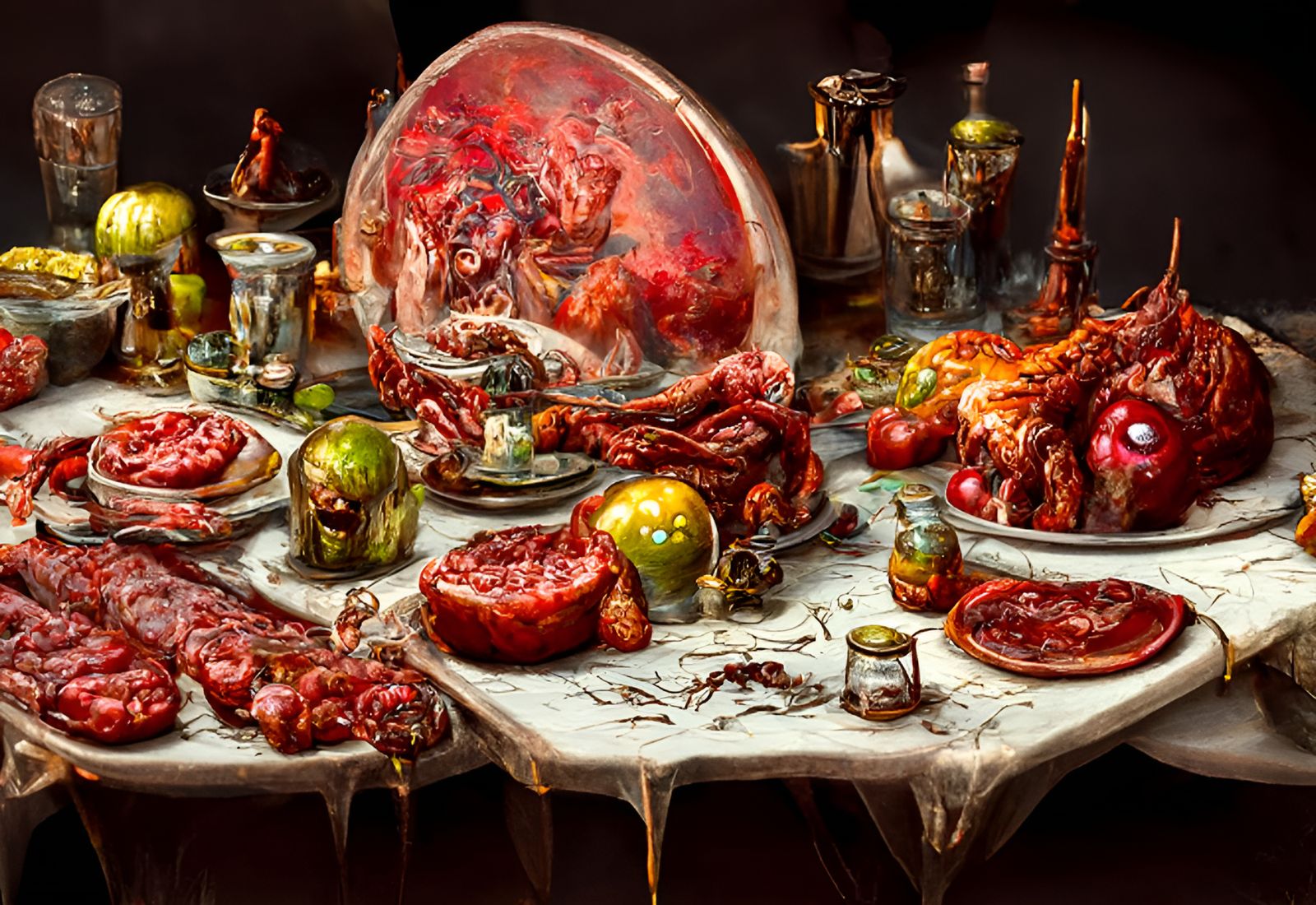 Terrifying Feast of Rotten Food in Hyperrealism