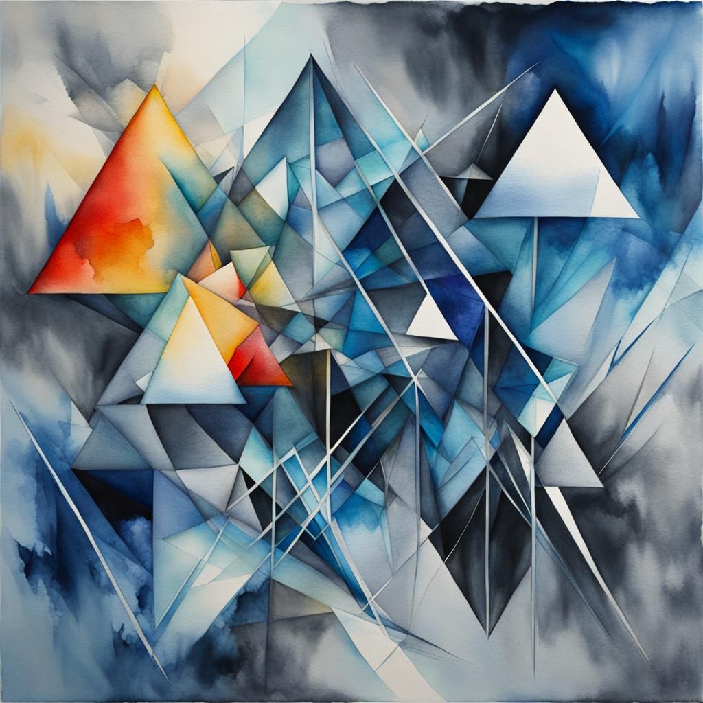 Abstract Watercolor Fusion in Grey-Blue Tones