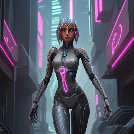 Cyberpunk Ahsoka Tano with Robotic Tentacles
