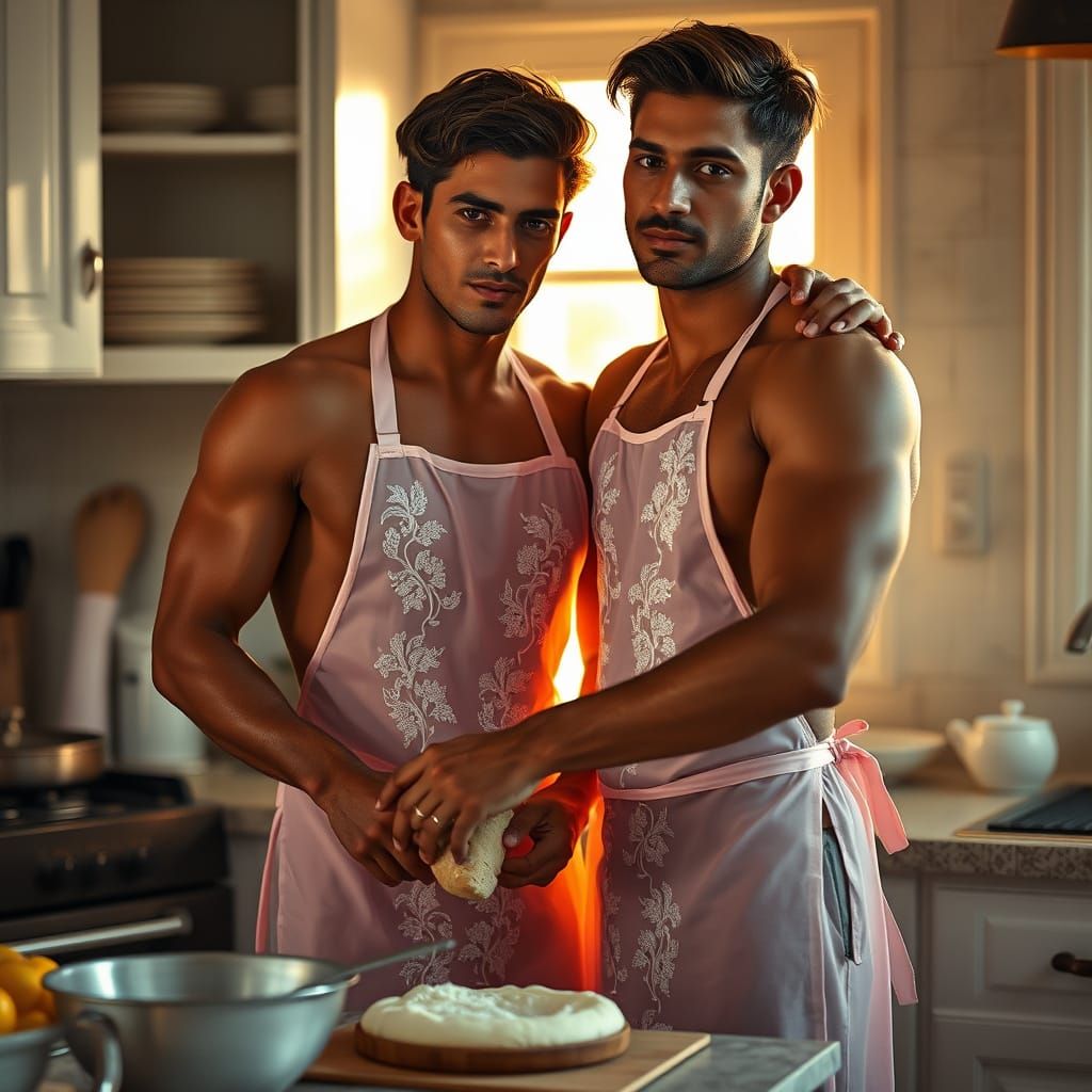 Indian Men Cooking Breakfast with Sensual Curves