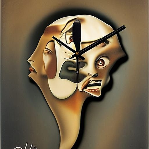 Surreal Melting Clock in Dali Style