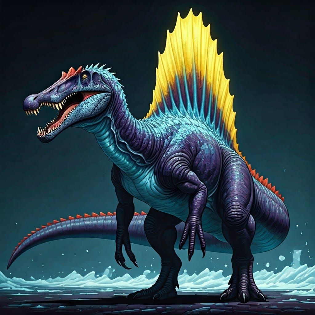Spinosaurus Hybrid in Comic Book Style