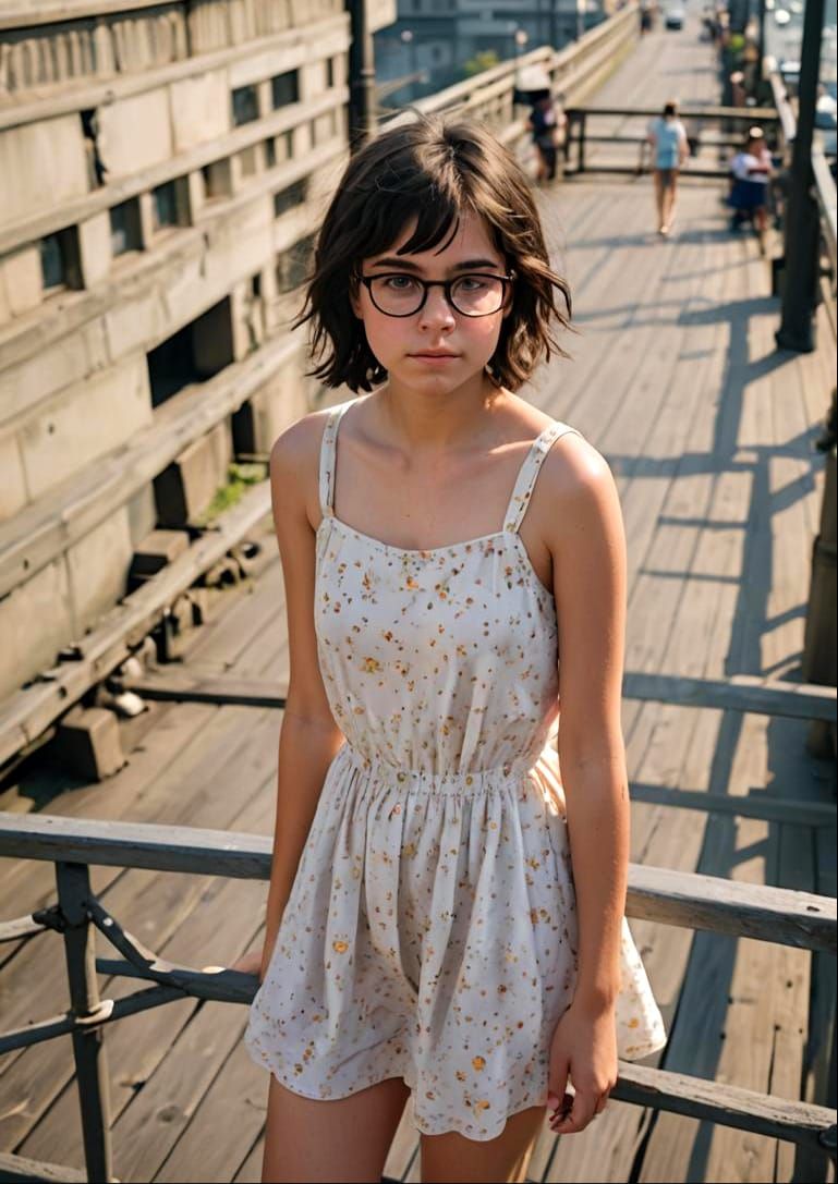 Masterpiece, Annika, a cute nerdy 13 year old woman, glasses...