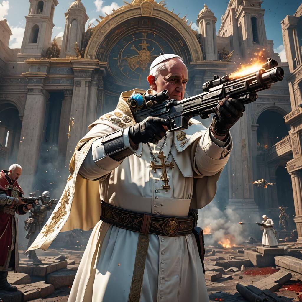 Pope Shoots Gun in StarCraft 2: Detailed Matte Painting