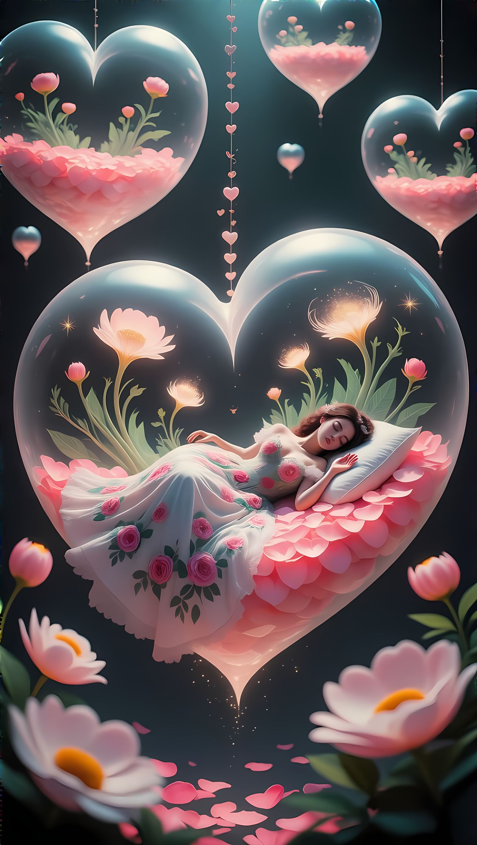 Surreal Dreamscapes: Gravity-Defying Garden Blooms in Transl...