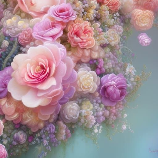 Elegant Floral Fantasy in Soft Pastel Hues