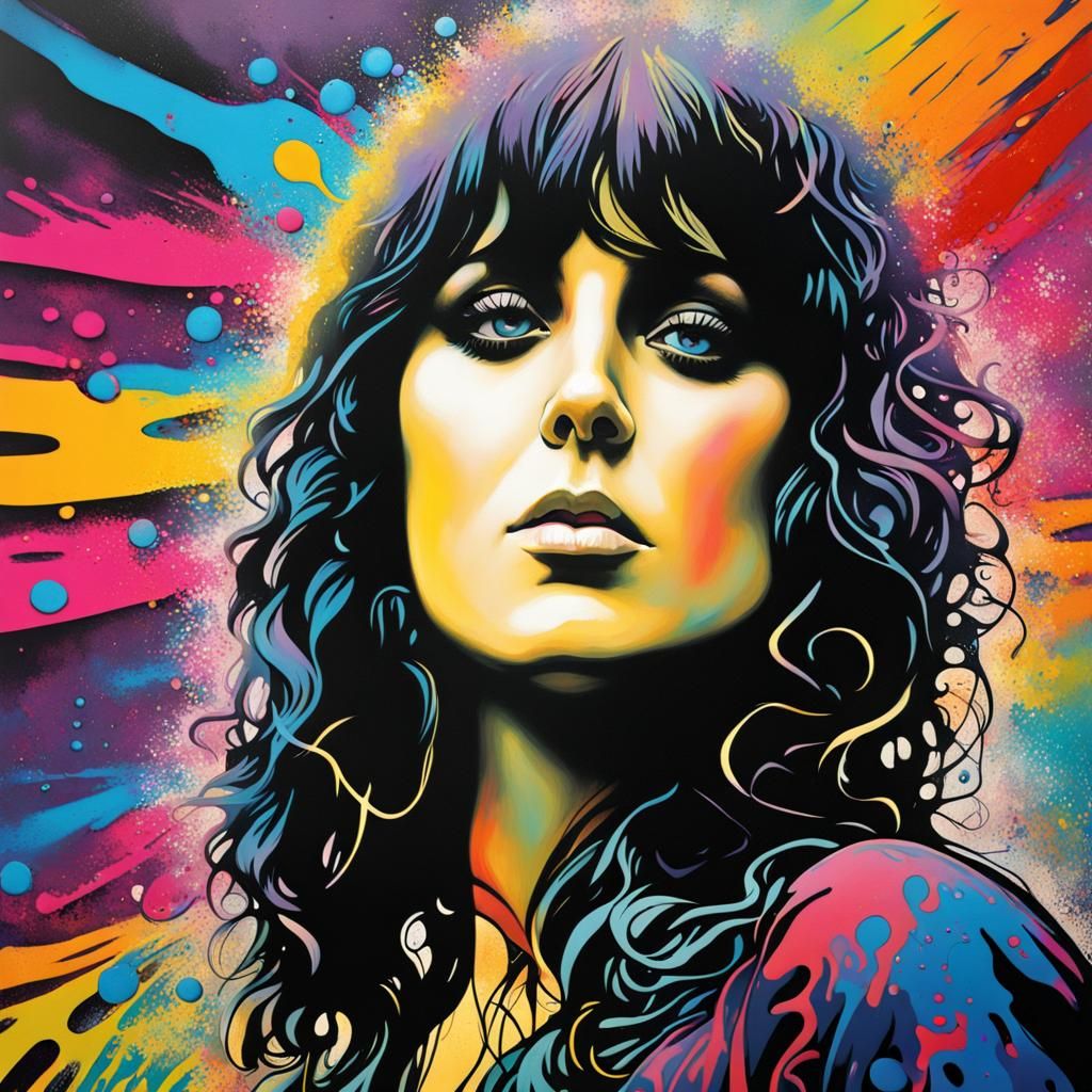 Grace Slick at Woodstock in Graffiti Art Style