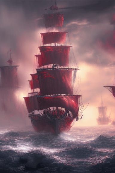 Blood Red Pirate Ship