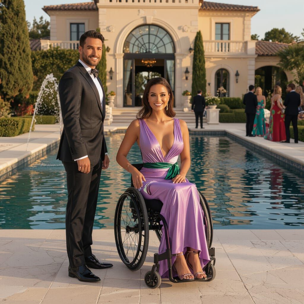Elegant Woman at Riviera Villa Golden Hour