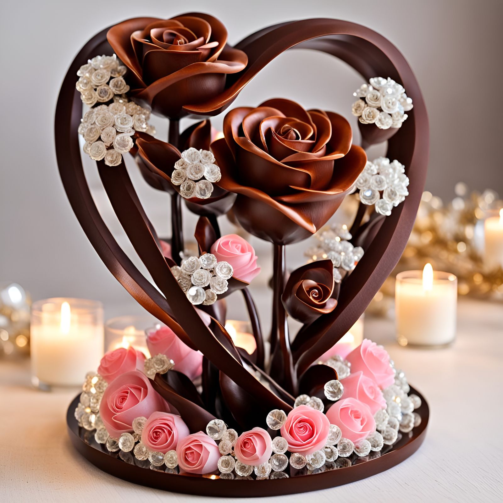 Chocolate Rose Sculpture: Valentine's Bokeh Gift