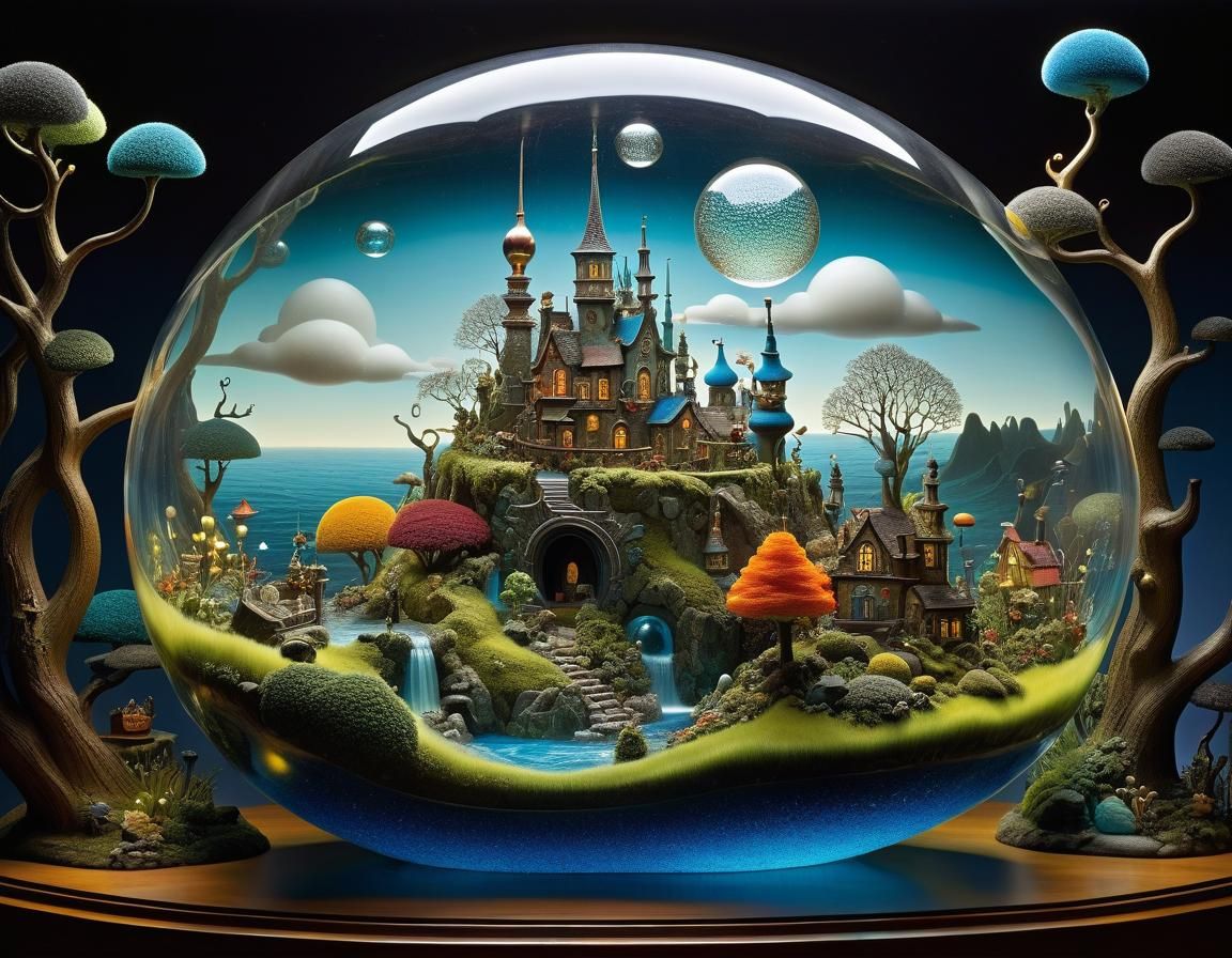 Mystical Fantasy World in Blown-Glass Style