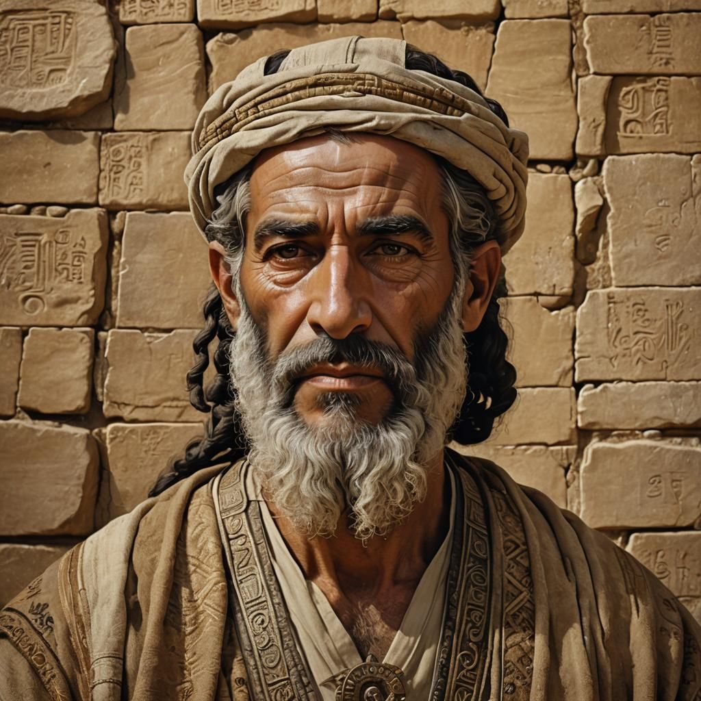 Ancient Hebrew Portrait in Oil on Canvas Style