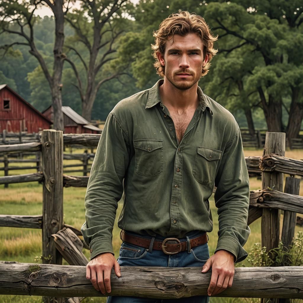 Ranch Hand in Golden Light: Hyper-Realistic Digital Art