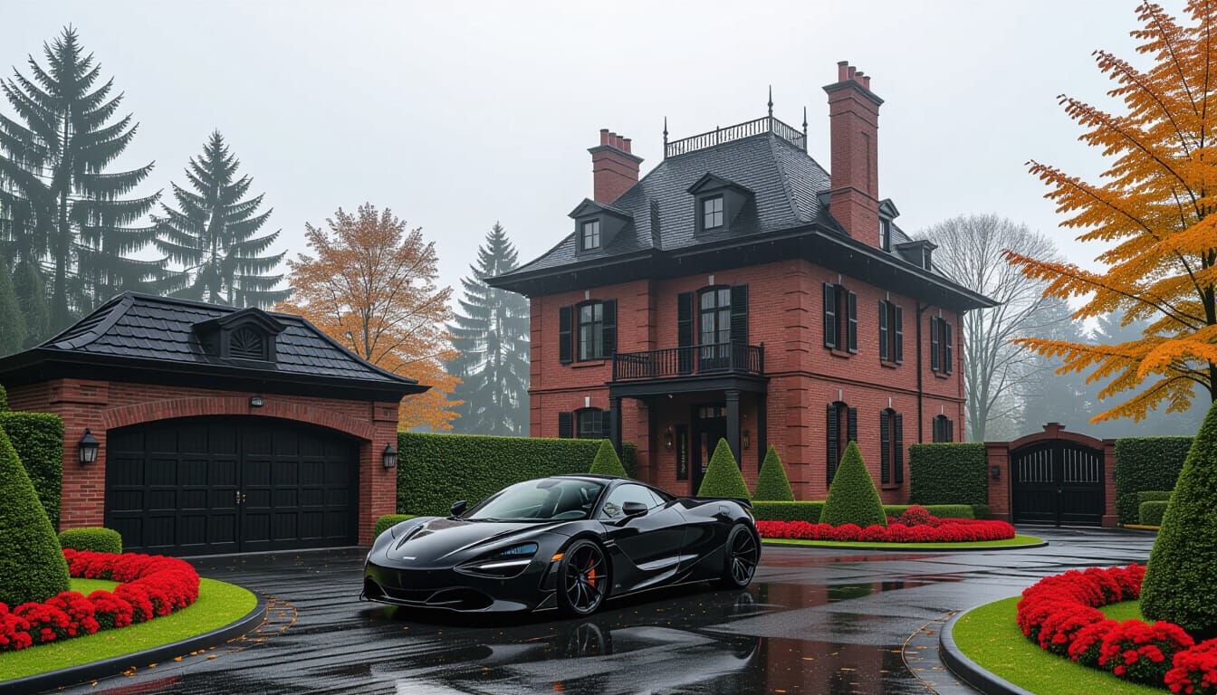 Victorian Chateau with McLaren in Misty Season