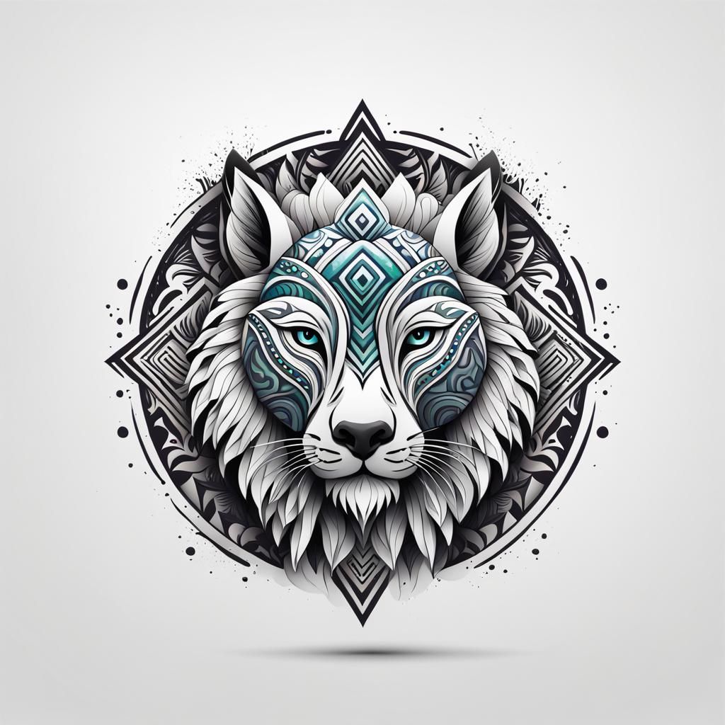 Tribal Bunny Logo in Vectorized Splash Art Style