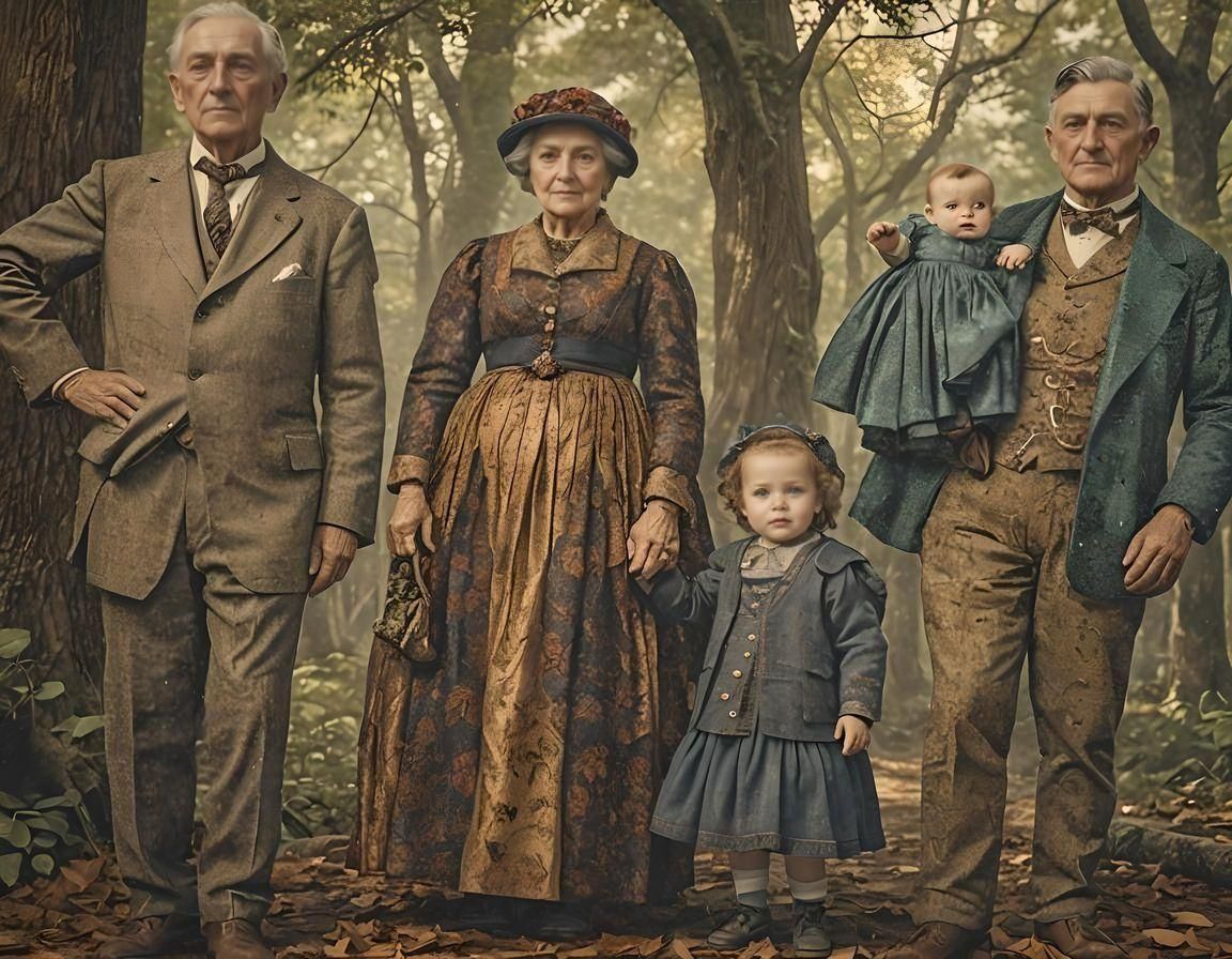 Elegant Vintage Family Portrait in Detailed Matte Painting