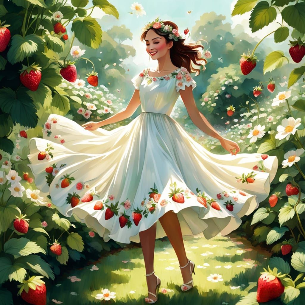 Dreamy Whimsical Garden Scene in Impressionist Style