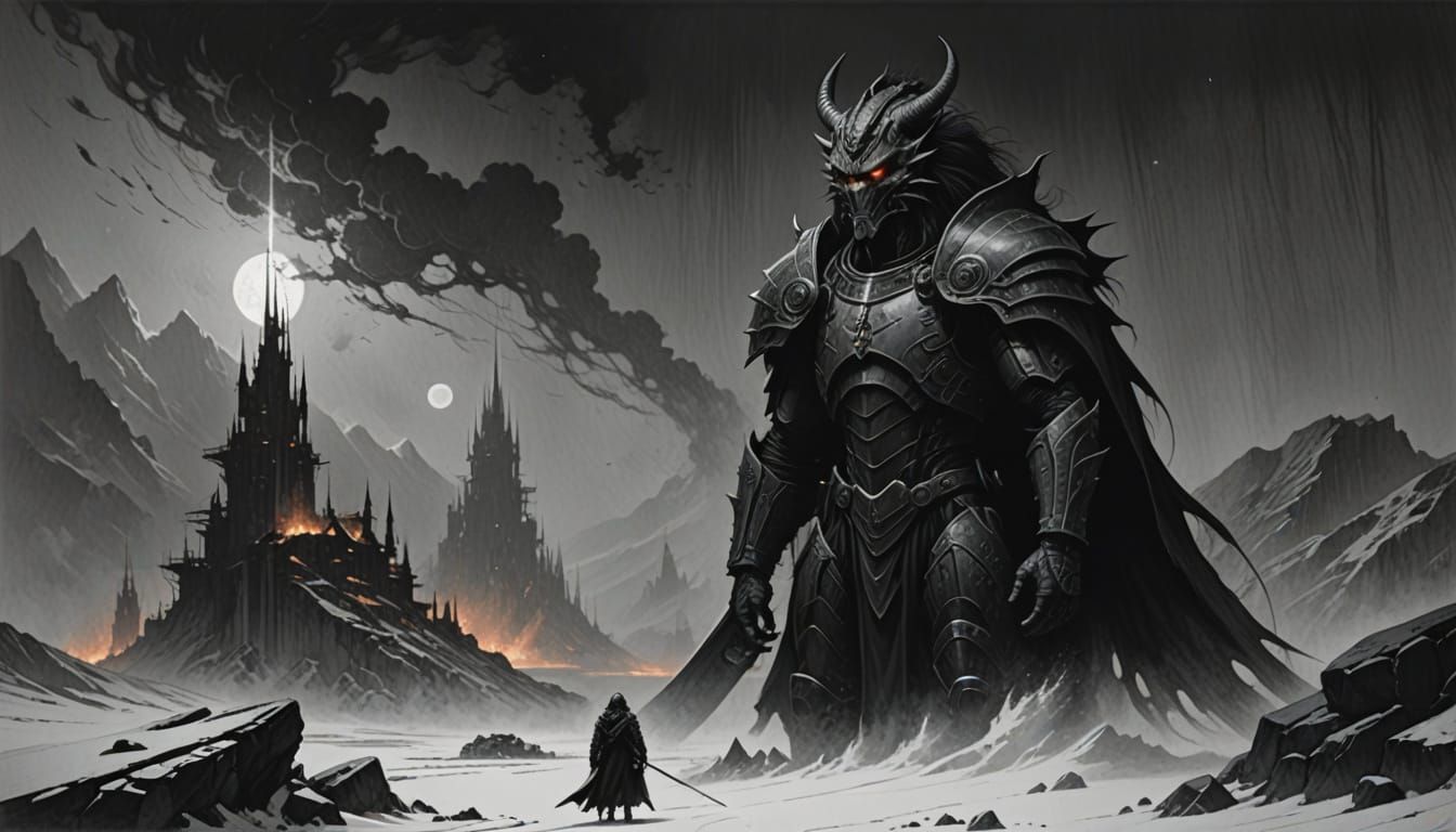 Regal Barbarian Queen Defies Industrial Ruin in Snowy Mounta...