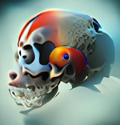 Detailed Fish Skull Close-Up