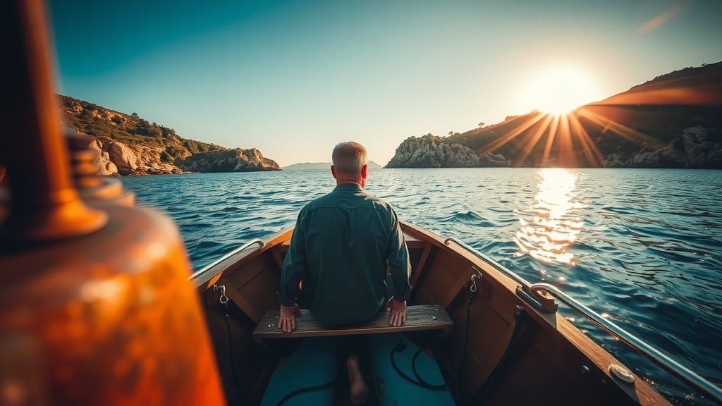 A man sitting in a boat