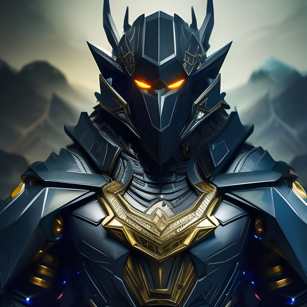 Cyberpunk Metallic Black Eagle Digital Art