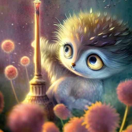 Hyperdetailed Fairycore Dandelion in Watercolor Style