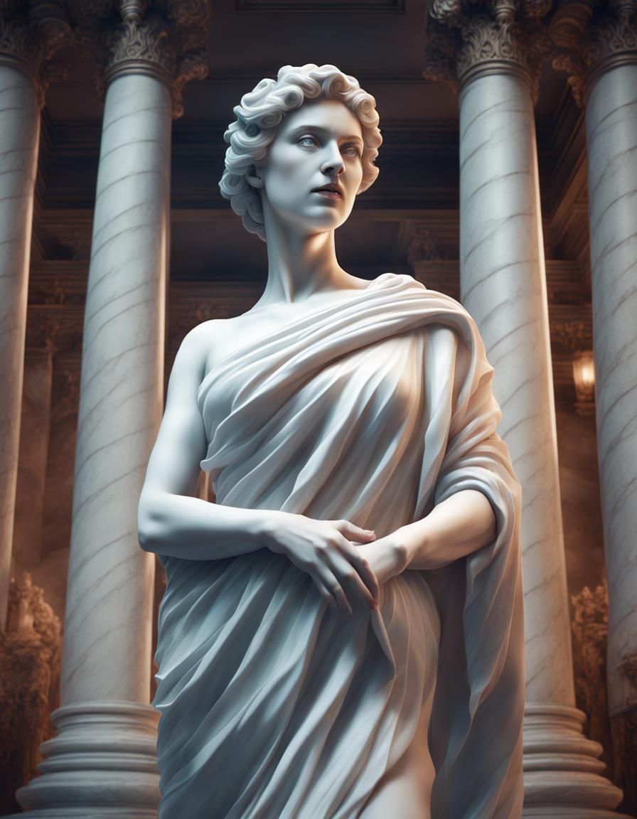 Roman Woman Statue in Digital Matte Painting Style