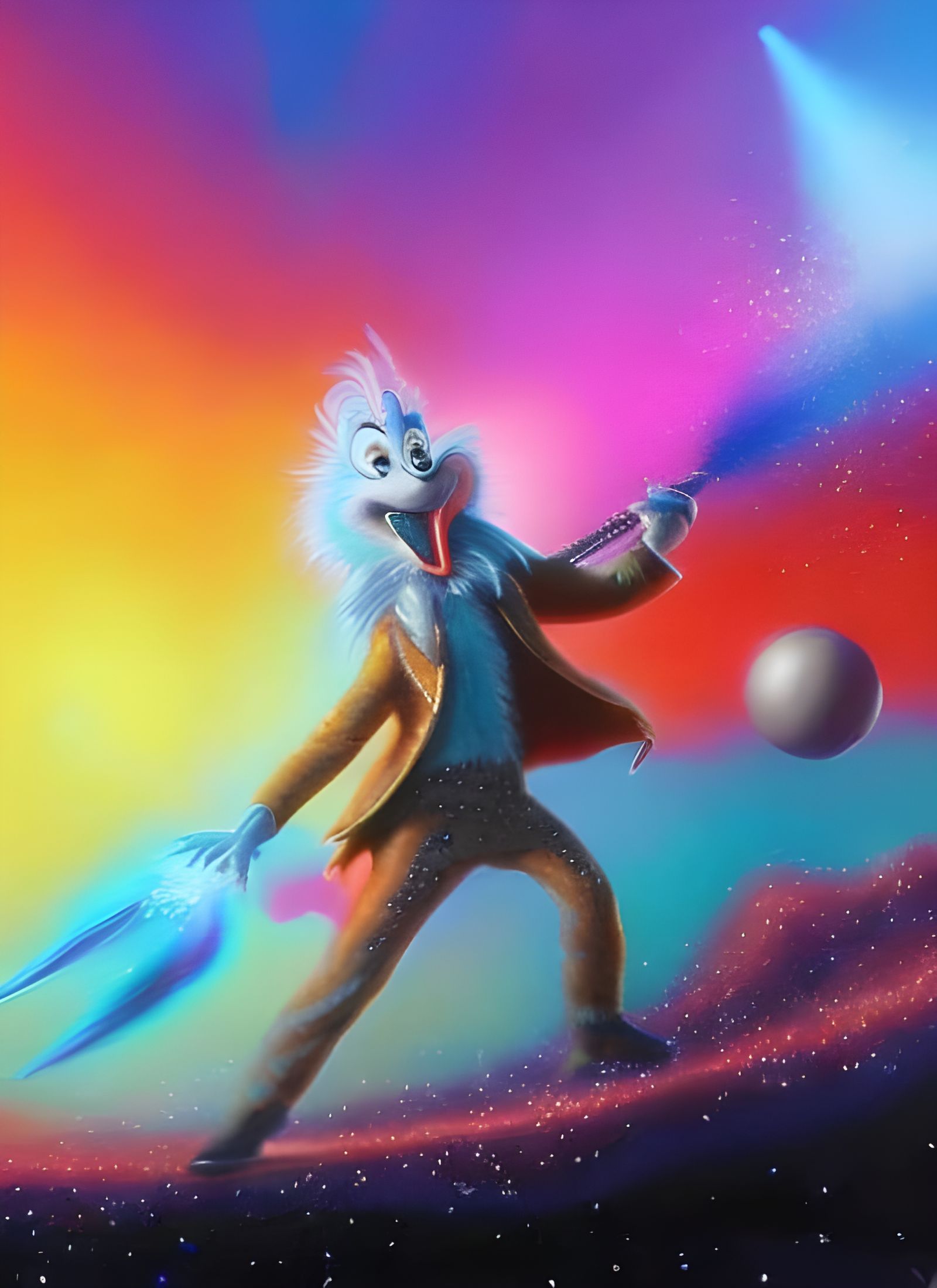 Blue Rock Singer with Pickle Fork in Dreamy Light