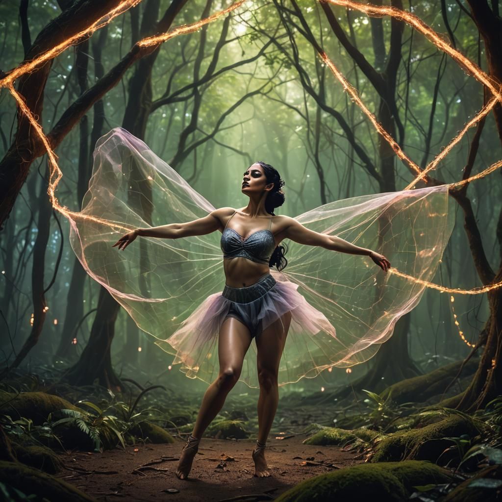Ballet Dancer in Mystical Forest, Fantasy Art