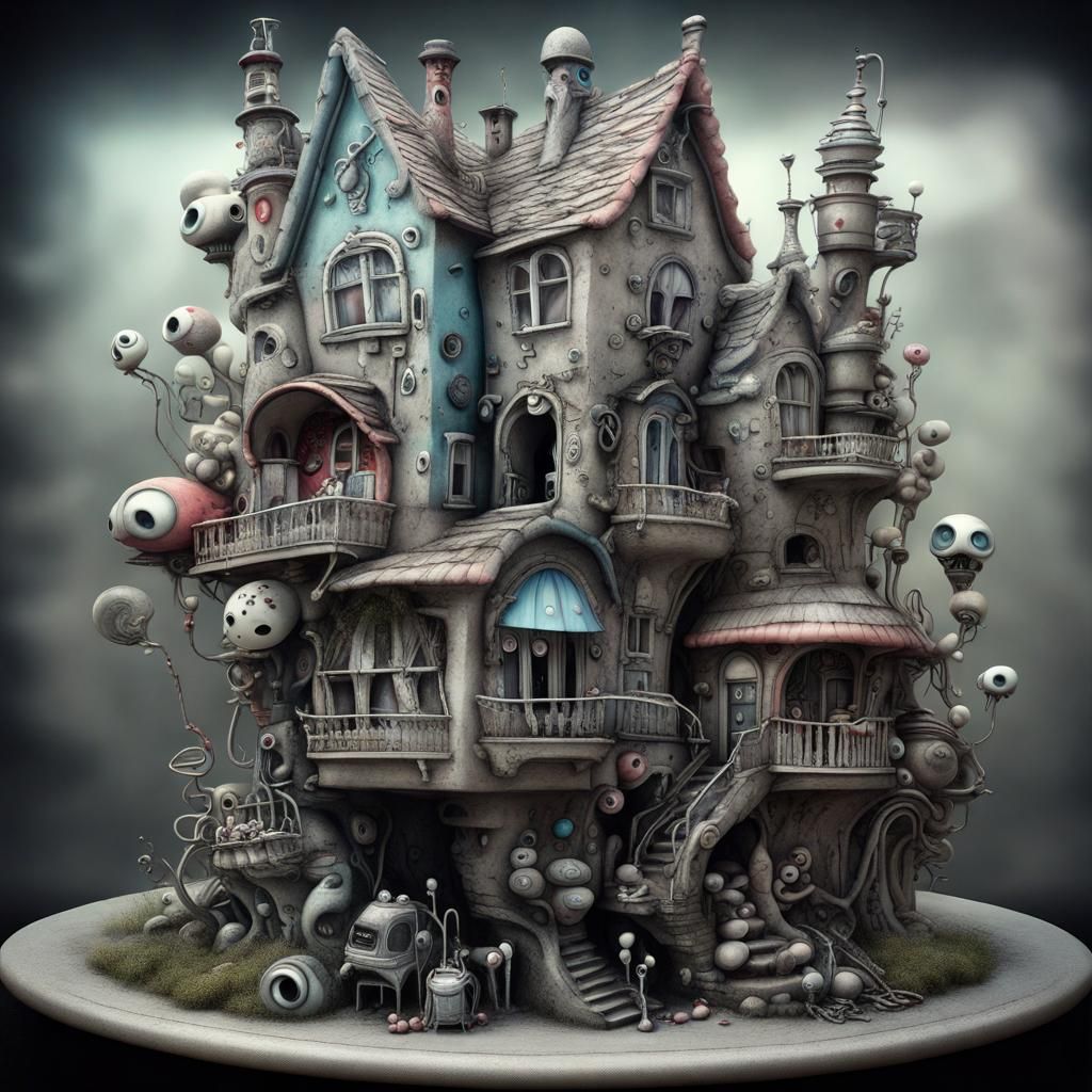 Surreal Biopunk Landscape in Detailed Airbrush Art