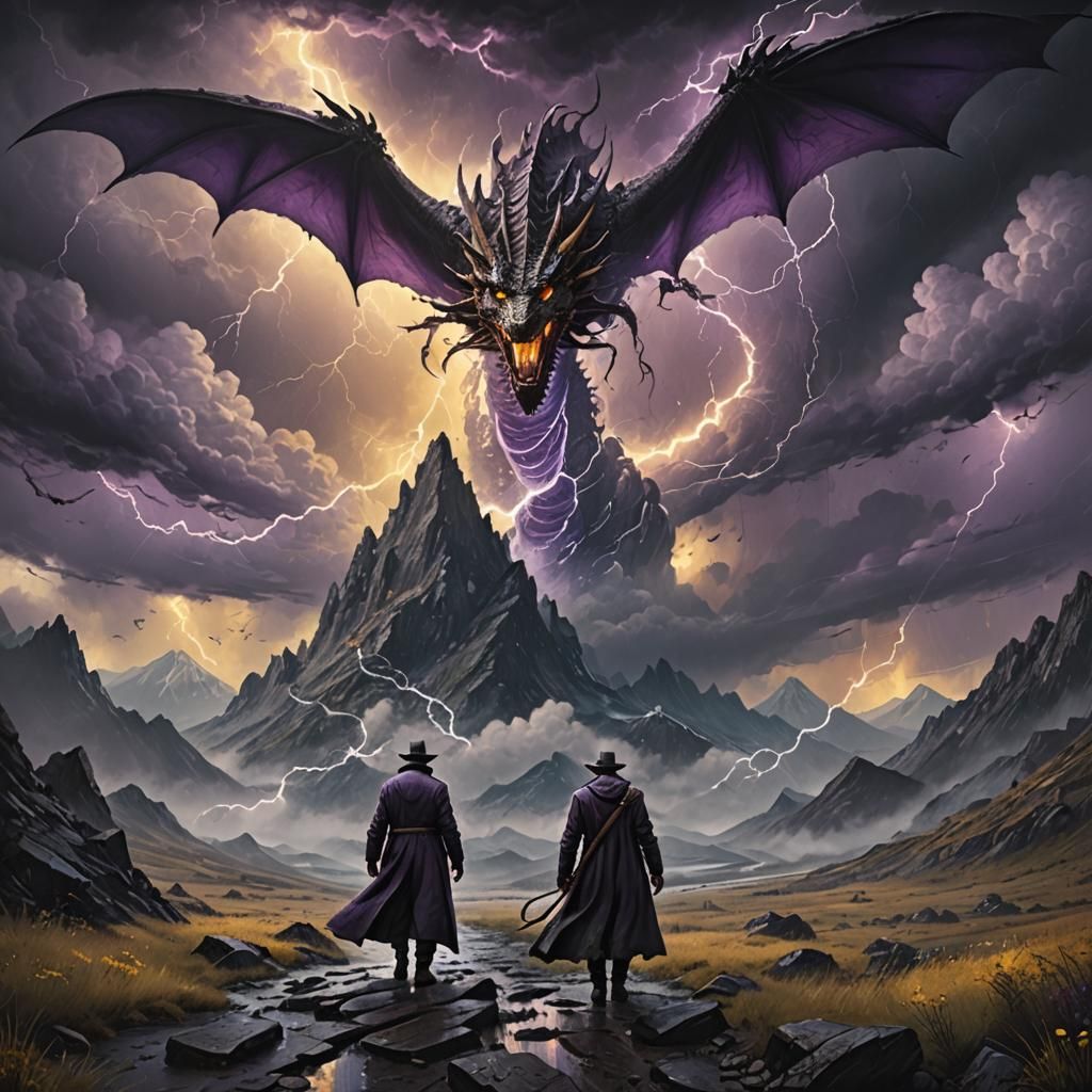 Dark Fantasy Dragon Storm, Greg Rutkowski Style
