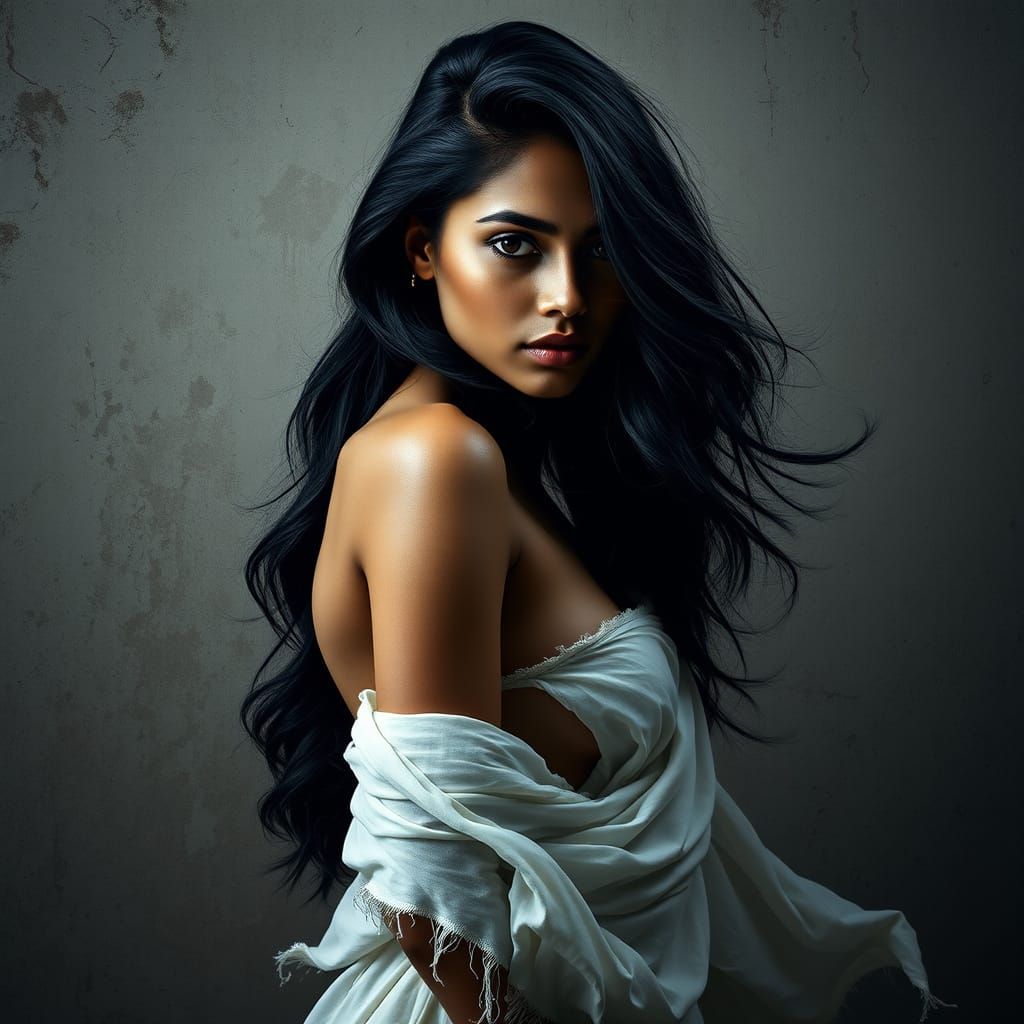 Hyper-Realistic Portrait of a Tamil Indian Goddess