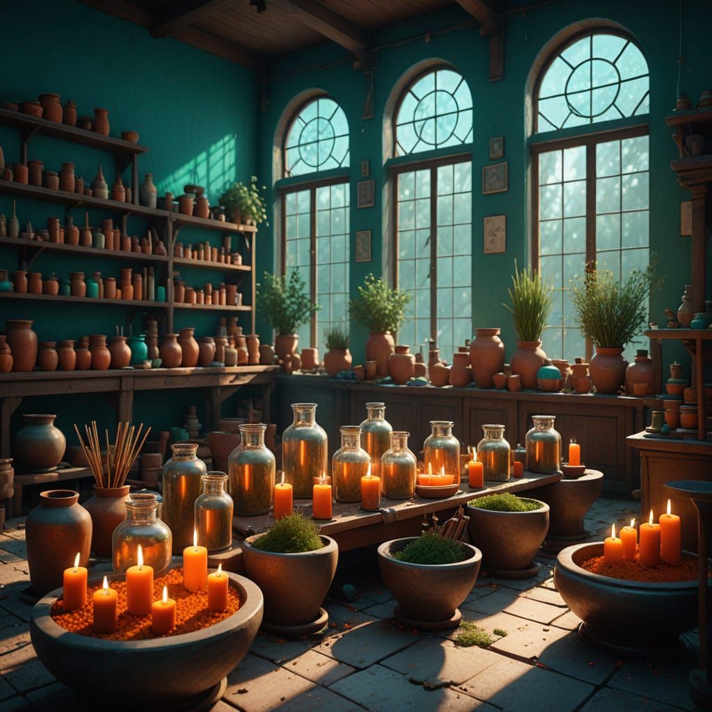 Incense Workshop Interior in Abstract Style