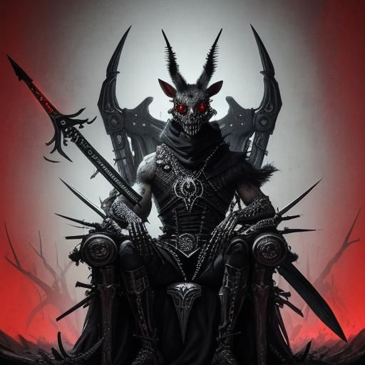 Cartoon Kangaroo Boxer on Skull Throne - Digital Art