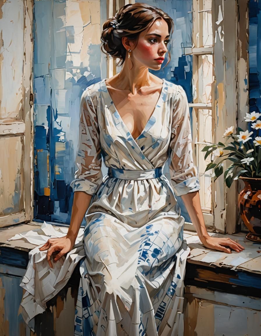 Expressive Oil Painting of a Young Woman