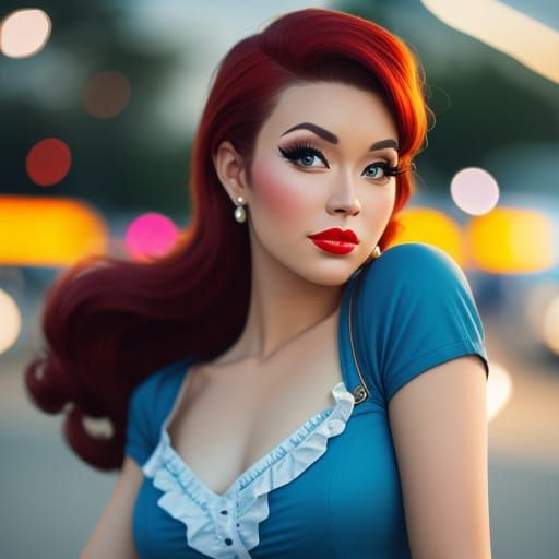 Breathtaking Pin-Up Girl in Vintage Glamour Style