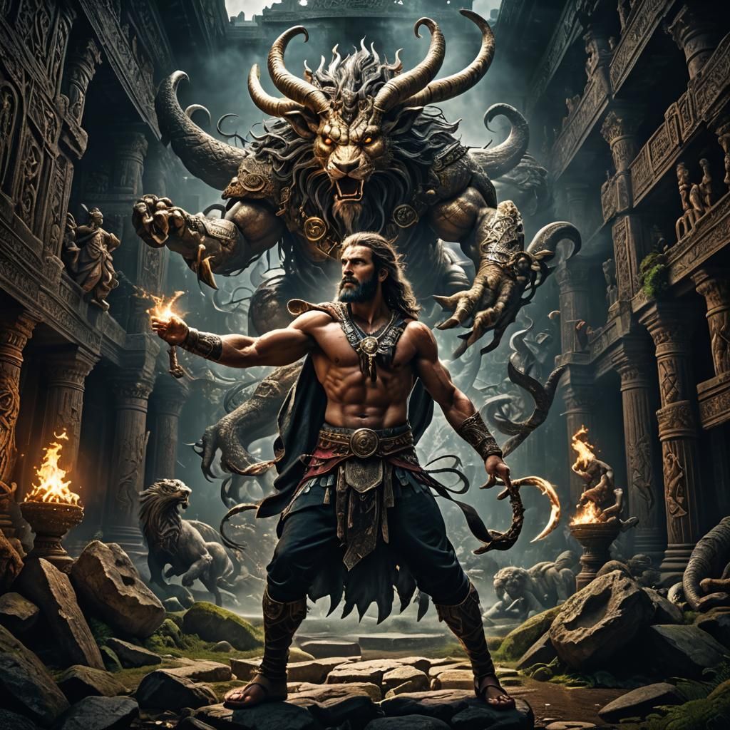 Man's Discovery of Mythological Powers in Hyperrealistic Sty...