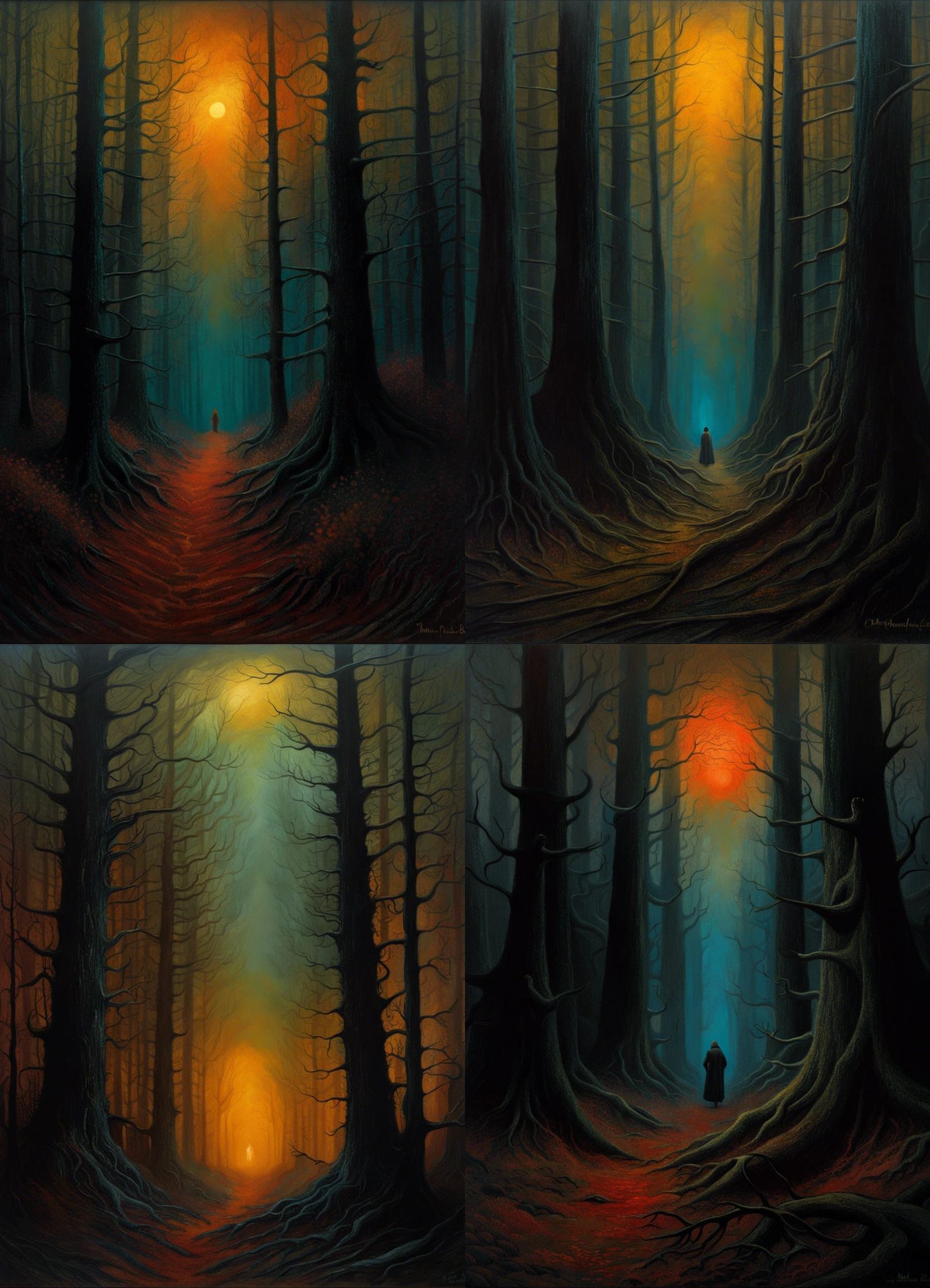 Dark Woods in Impressionist Maximalist Style