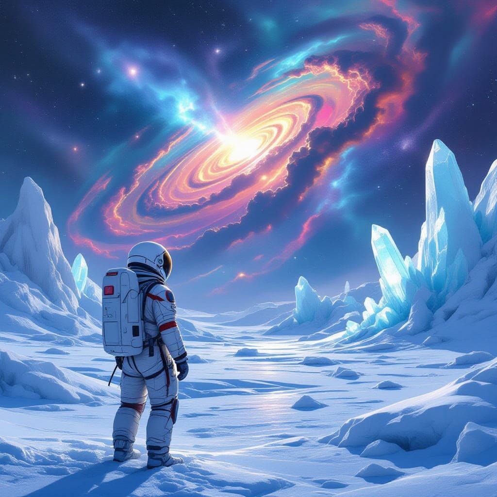 Astronaut in Cosmic Winter Wonderland