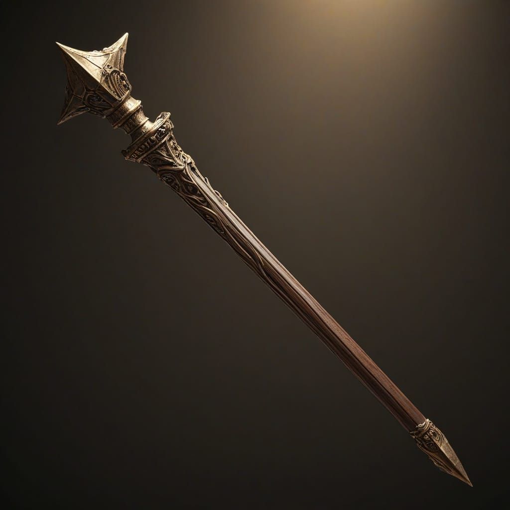 Golden Force Wand in Dramatic Lighting