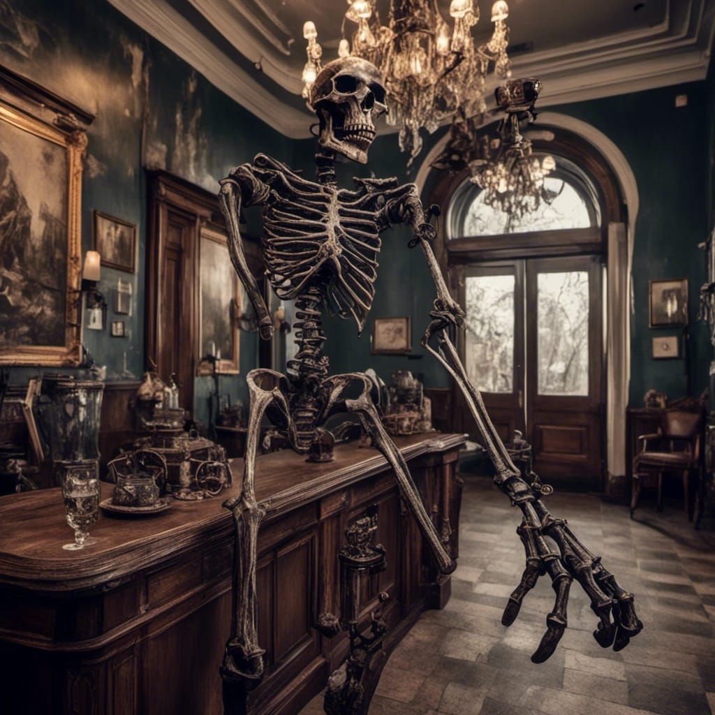 Steampunk Skeleton Doctor Dancing in Hospital